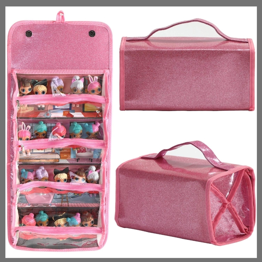 ♥️Doll Storage Organizer Faux Leather with Clear View for All LOL Surprise Dolls